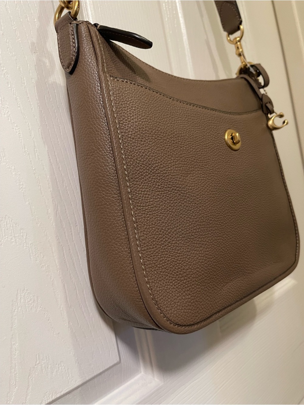 Coach Taupe Pebbled Leather Crossbody with Gold Hardware - Picture 8 of 14